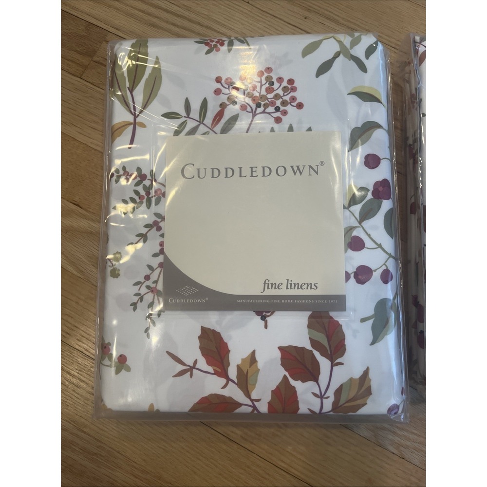 Cuddledown LENORA King Sheet Set 100% Cotton Leaves Berries, Fall Cottagecore - Picture 2 of 10